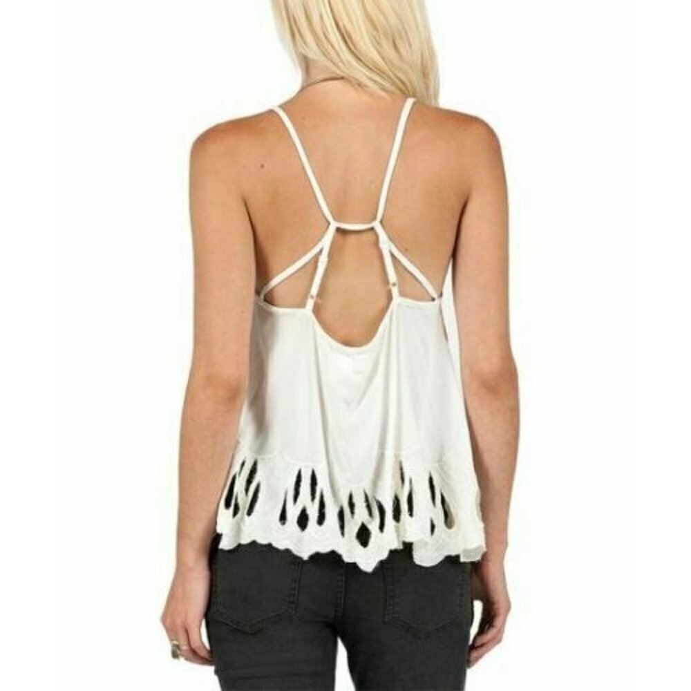 Volcom Women's White Casual Strappy Cut out And Run Cami Top - Picture 7 of 9
